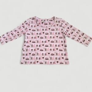 Y2K Vintage Christopher & Banks Pink and Brown New York City 3/4 Sleeve Top